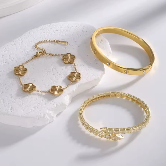 Panthere Serpenti Alhambra Luxury Gold Bracelet Set - Picture 4 of 4